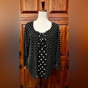 Black and White Polka Dot Women's Top with Coordinating Cardigan